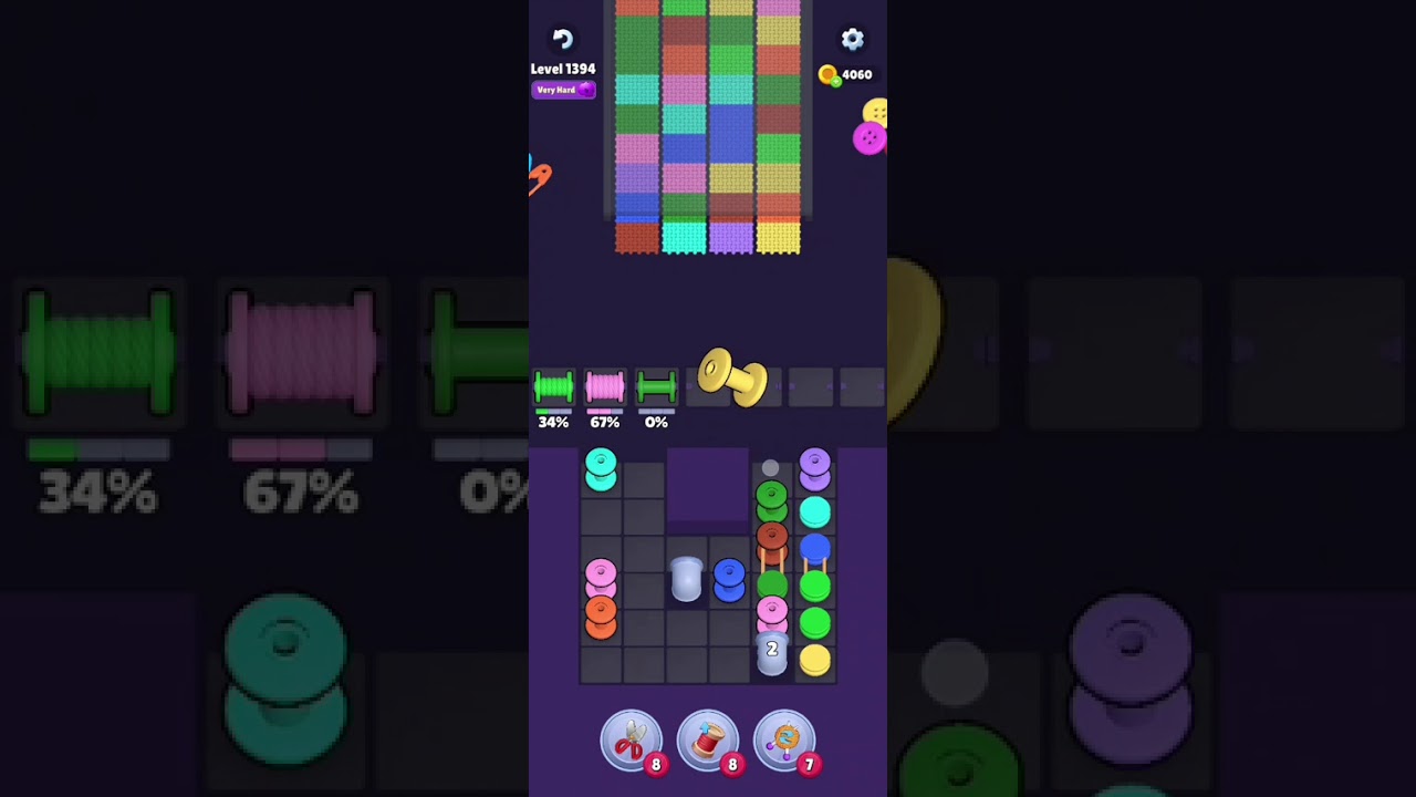 Knit Out Level 1394: Knit out game level 1394