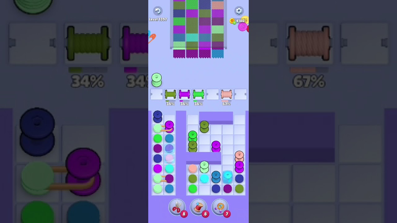 Knit Out Level 1397: Knit out game level 1397