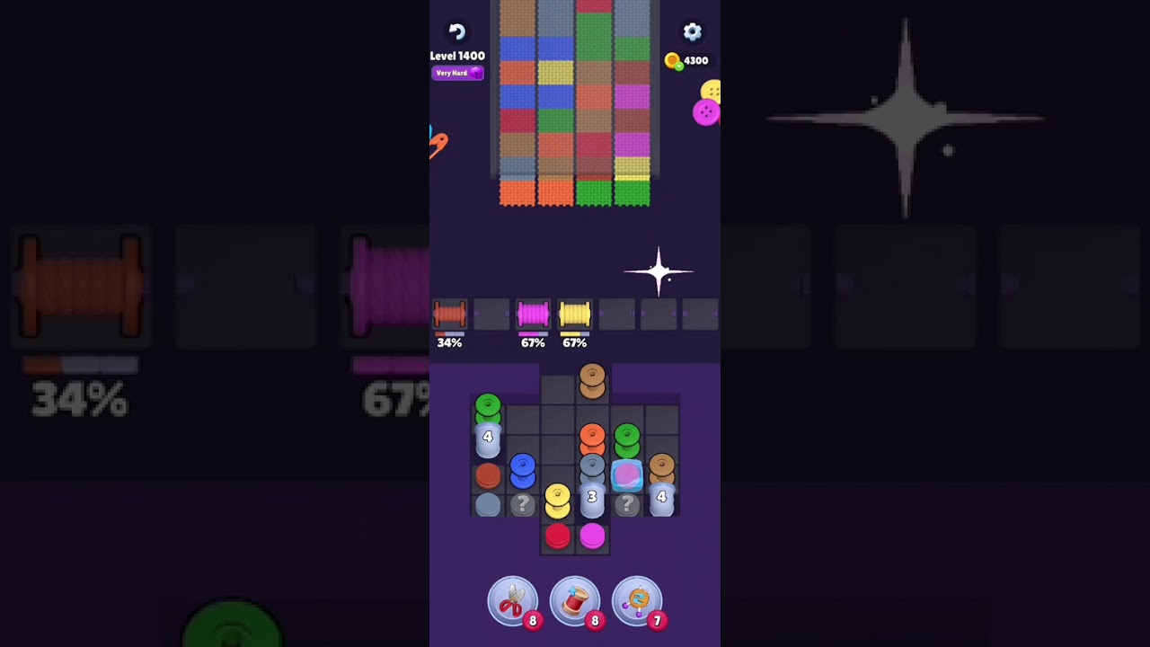 Knit Out Level 1400: Knit out game level 1400
