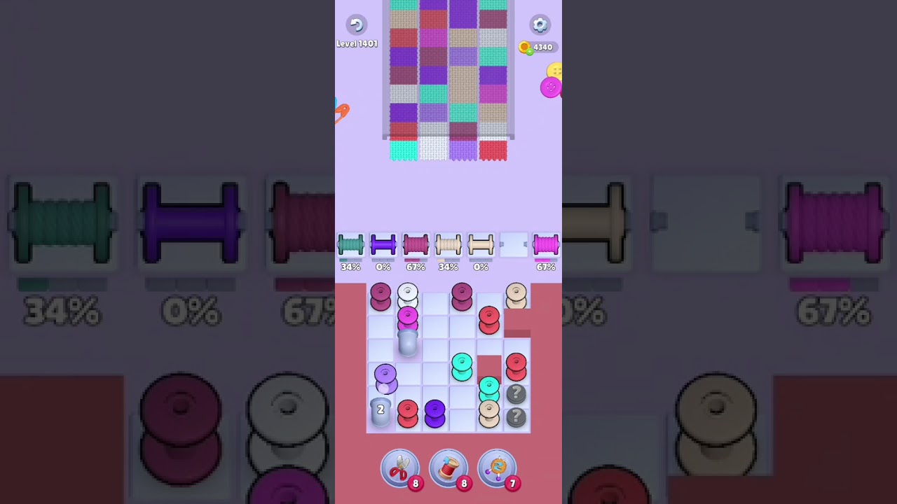 Knit Out Level 1401: Knit out game level 1401