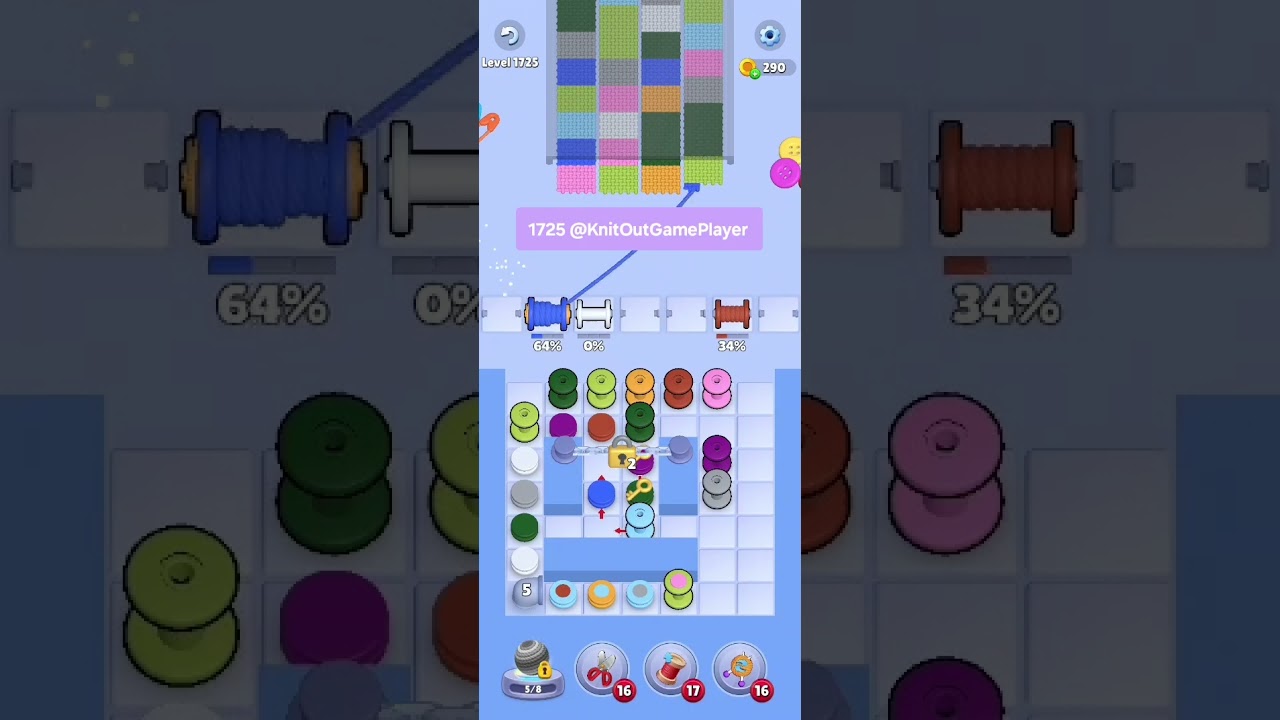 Knit Out Level 1725: Knit Out Game Level 1725