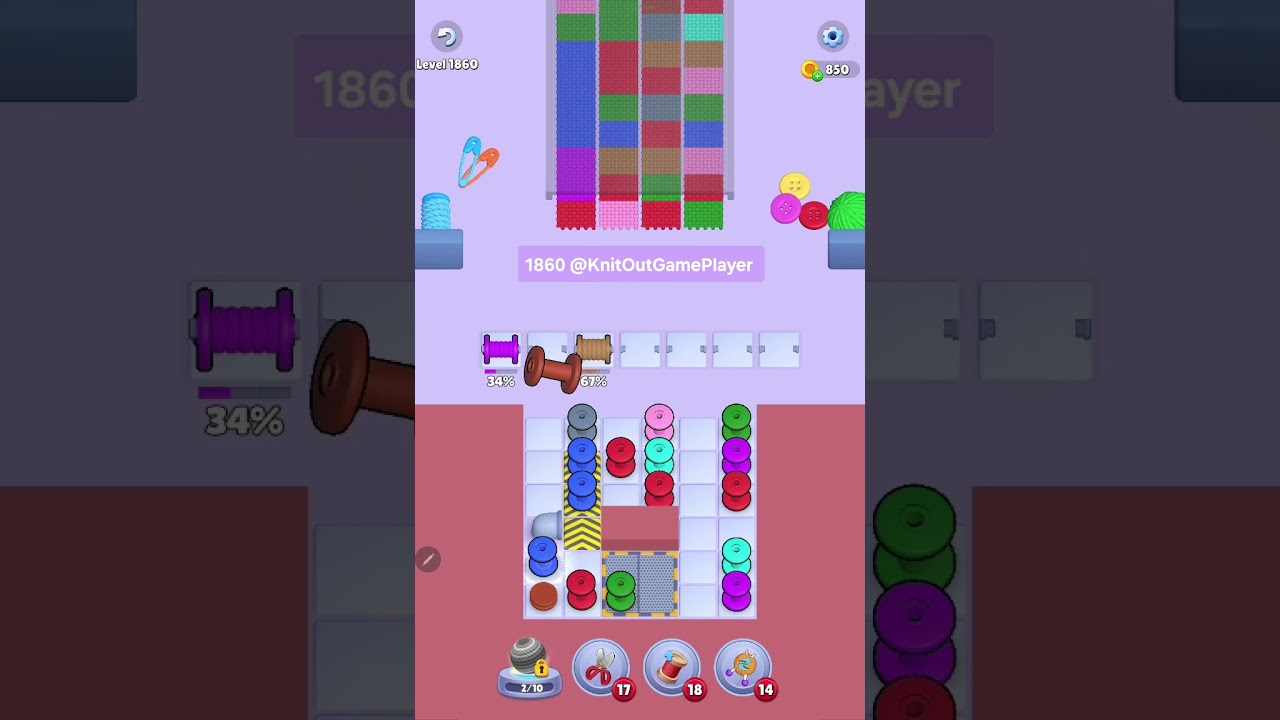Knit Out Level 1860: Knit out game level 1860
