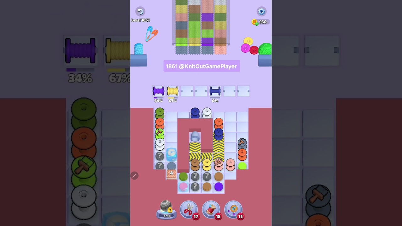 Knit Out Level 1861: Knit out game level 1861