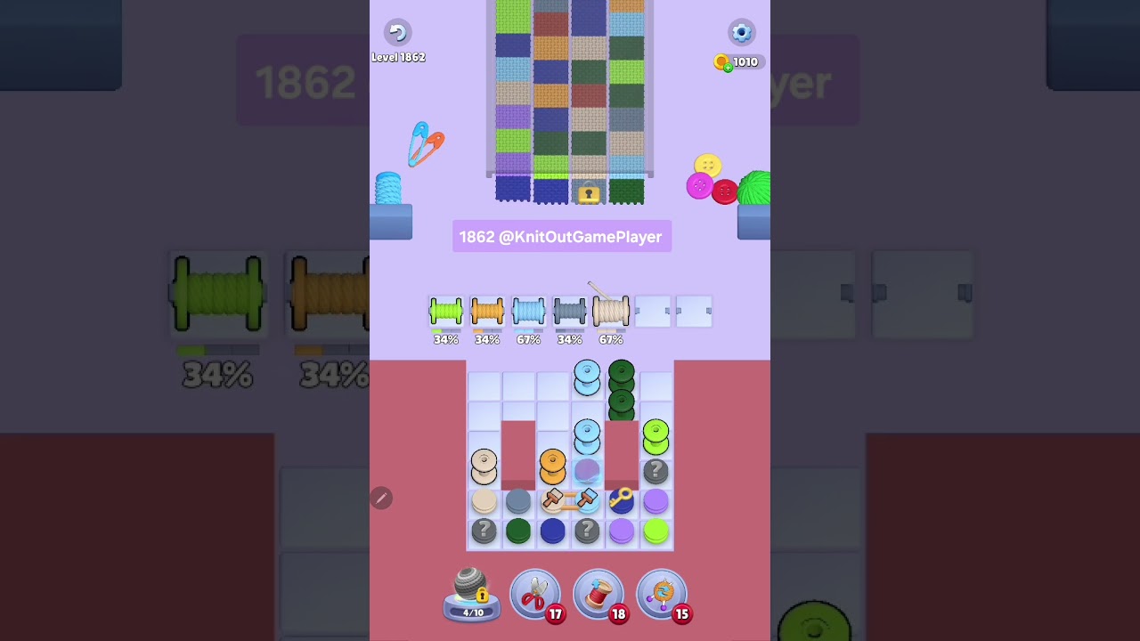 Knit Out Level 1862: Knit out game level 1862
