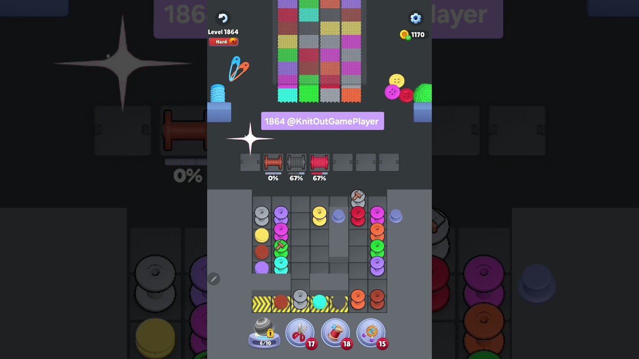 Knit Out Level 1864: Knit out game level 1864