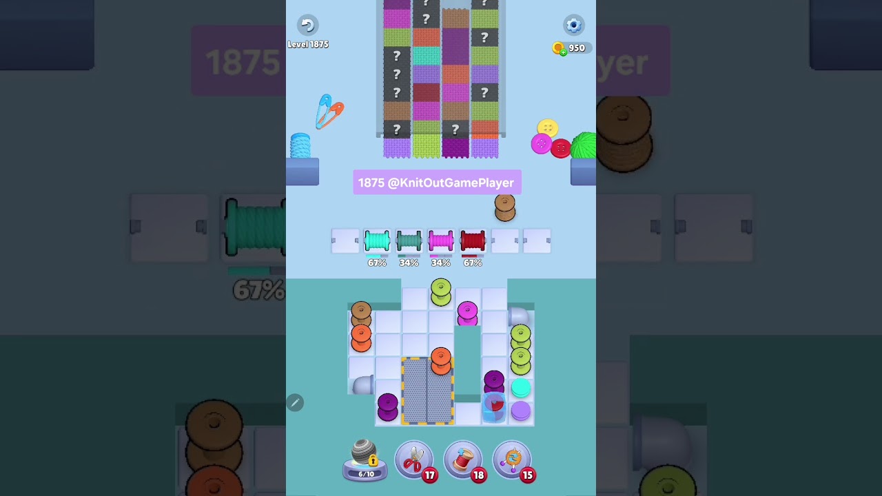 Knit Out Level 1875: Knit out game level 1875