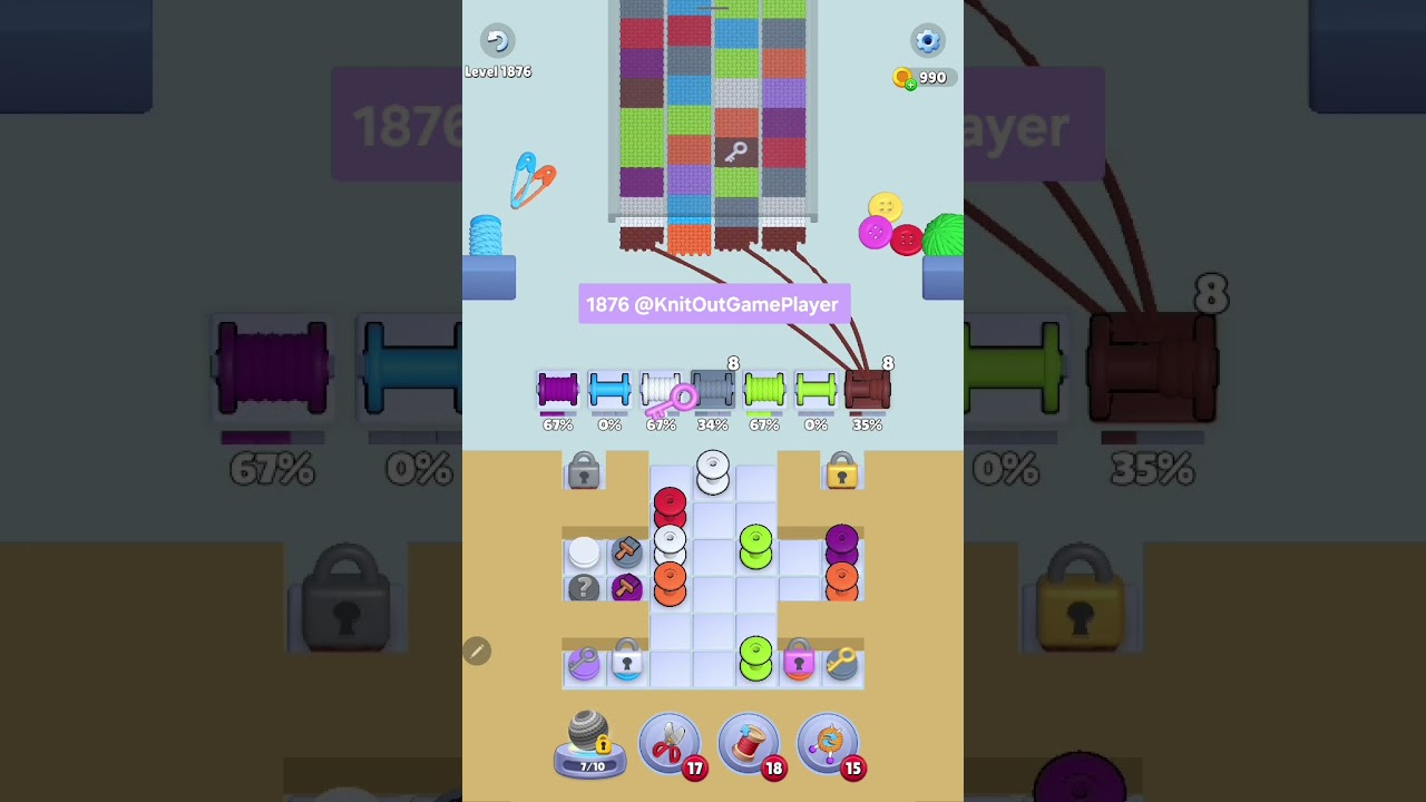 Knit Out Level 1876: Knit out game level 1876