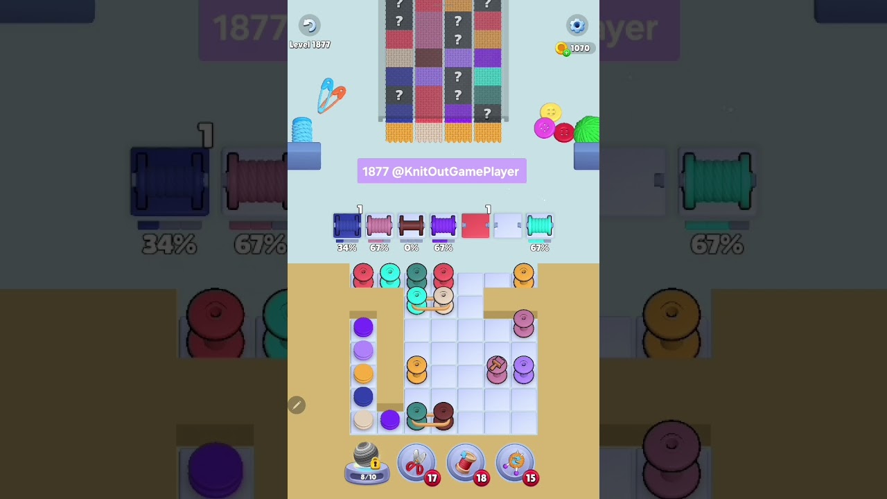 Knit Out Level 1877: Knit out game level 1877