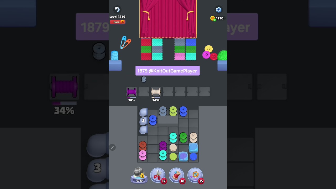 Knit Out Level 1879: Knit out game level 1879