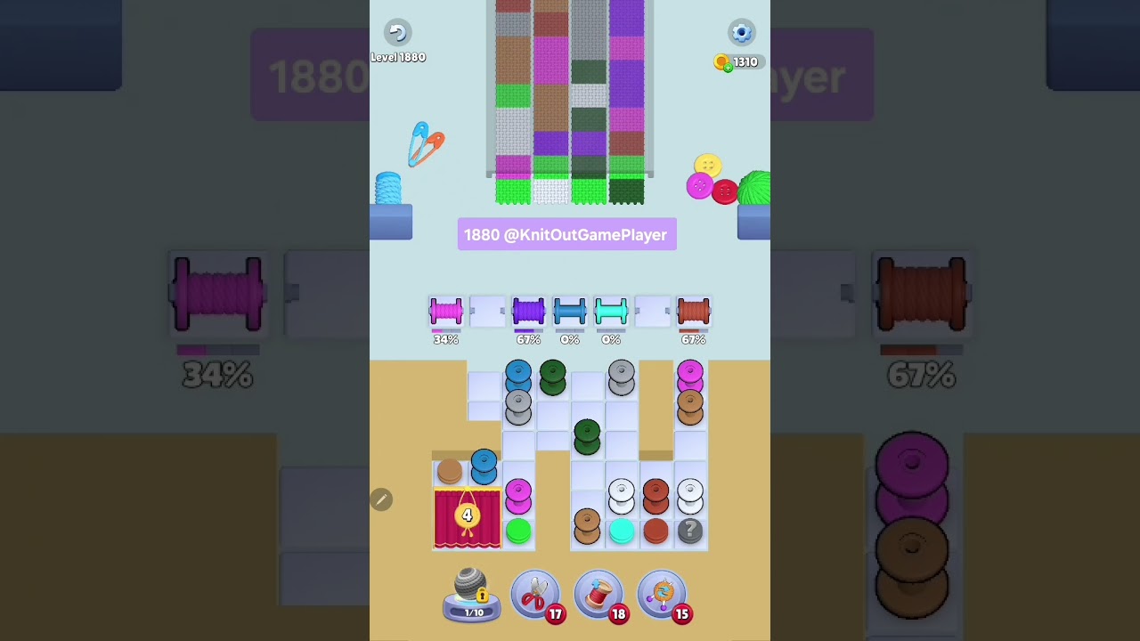 Knit Out Level 1880: Knit out game level1880