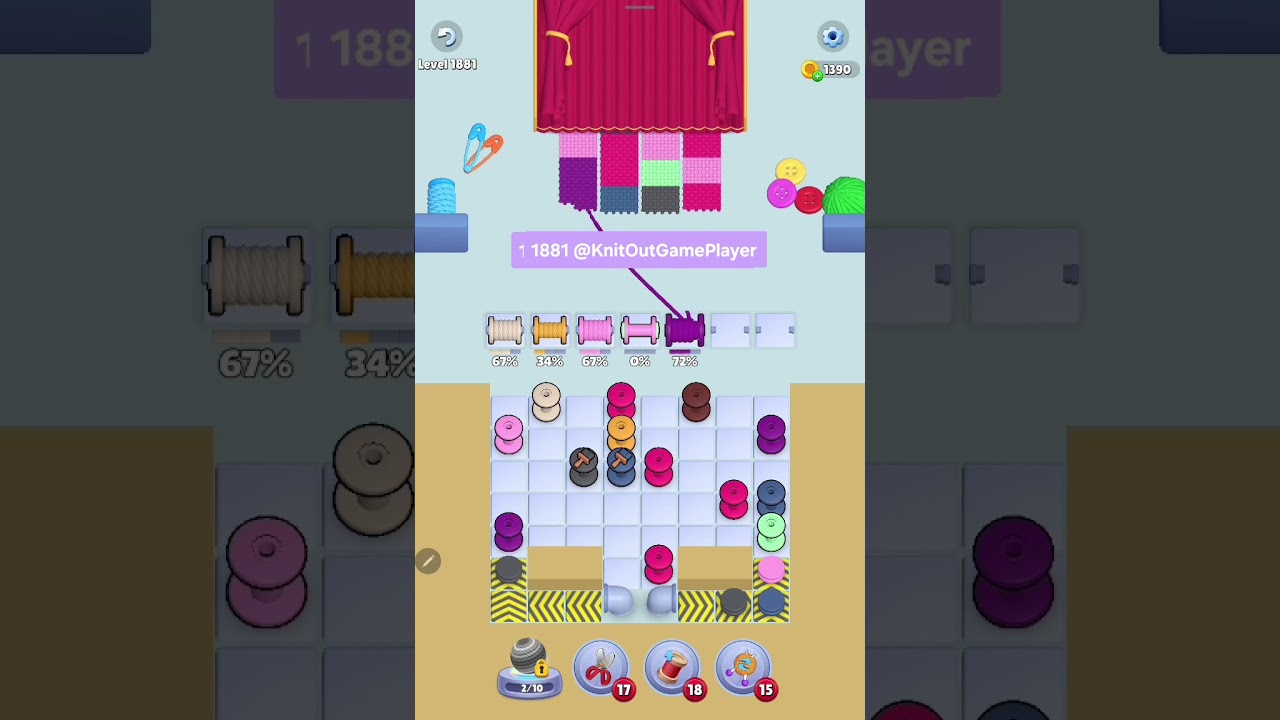 Knit Out Level 1881: Knit out game level1881