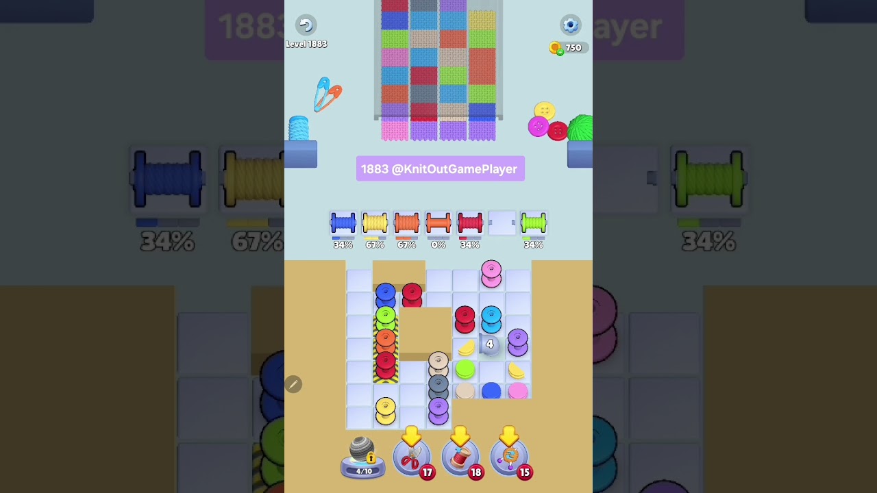 Knit Out Level 1883: Knit out game level1883