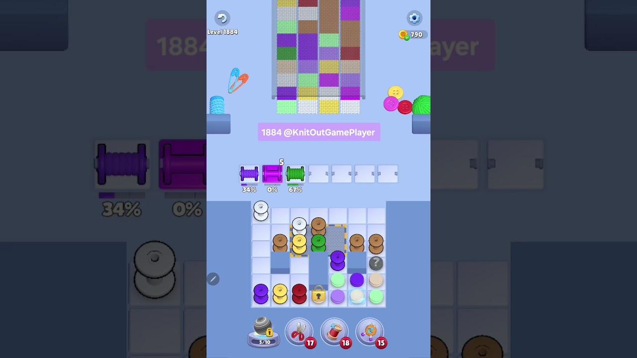 Knit Out Level 1884: Knit out game level1884