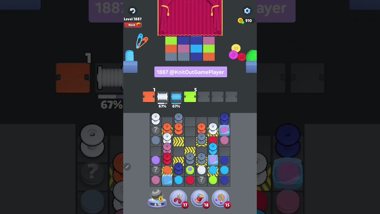 Knit Out Level 1887: Knit out game level1887