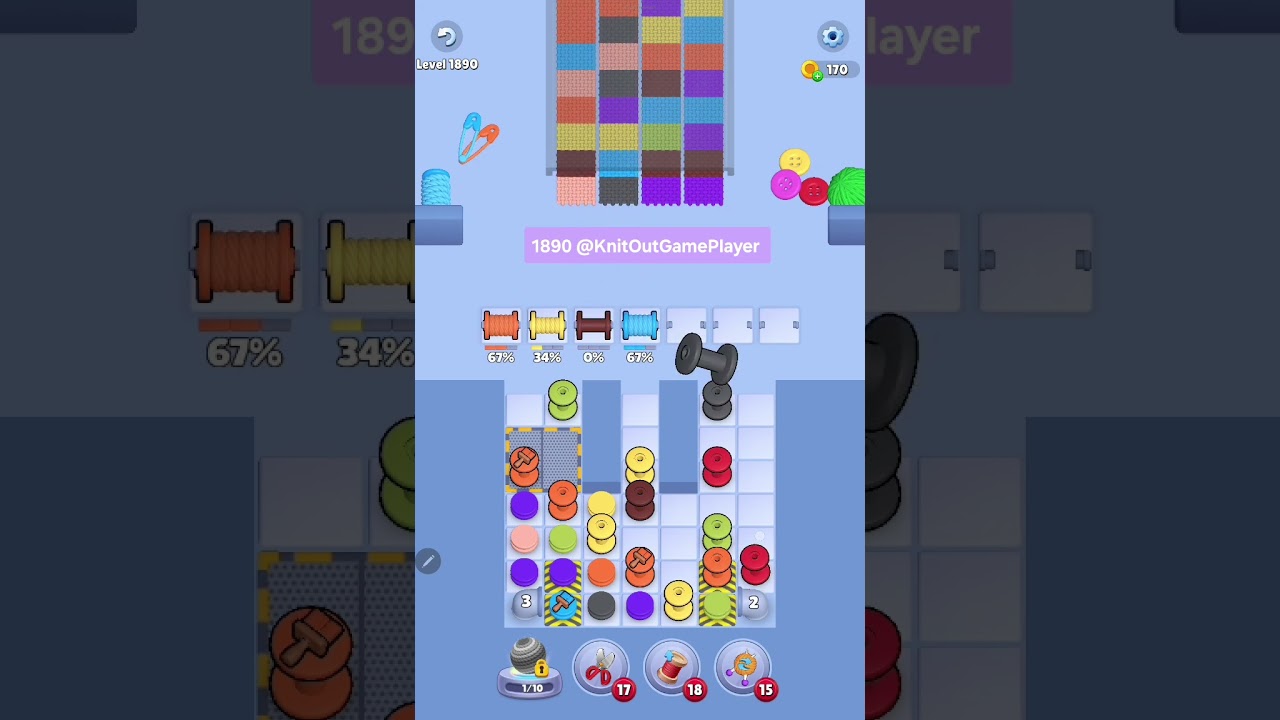 Knit Out Level 1890: Knit out game level1890