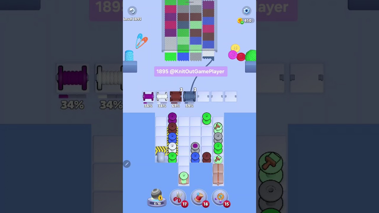 Knit Out Level 1895: Knit out game level1895