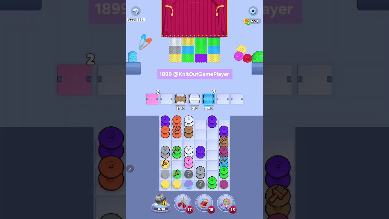 Knit Out Level 1899: Knit out game level 1899